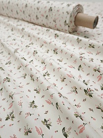 Сатин "Душистые цветочки - мелкие букетики" цв.сливочный, ш.1.6м, хлопок-100%, 110гр/м.кв