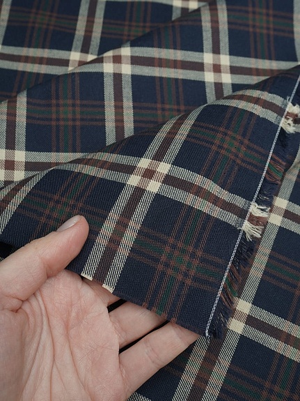 Пестрядь "Клетка" цв.чернильный/телесный, ш.1.45м, хлопок-100%, 110гр/м.кв