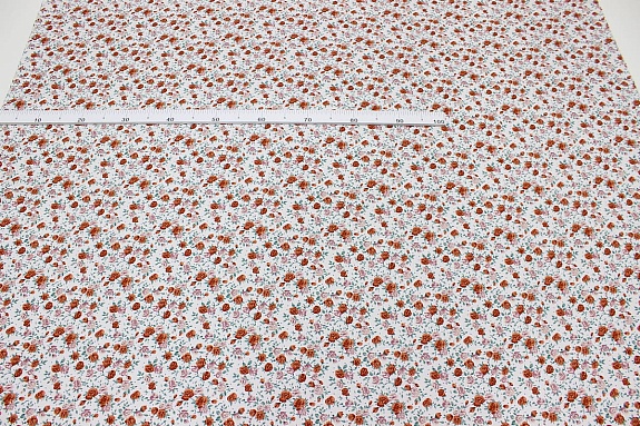 Плательная вискоза "Винтажные розочки" цв.белый с розовым оттенком, ш.1.47м, вискоза-100%,140гр/м.кв