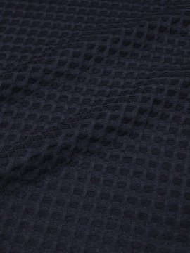Вафельное премиум-полотно "Бохо" цв.черный с чернильным оттенком, ш.1.5м, хлопок-100%, 230гр/м.кв