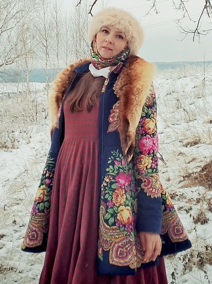 Винтажное платье из пестряди "Клетка - строчка"