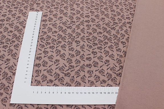 Теплый хлопок "Душистые соцветия" цв.винтажный бежево-розовый, ш.1.48м, хлопок-100%, 160гр/м.кв