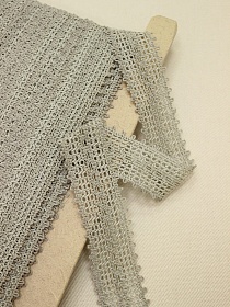 Кружево цв.льняной/серый, ш.37мм, хлопок-42%, лен-34%, п/э-24%