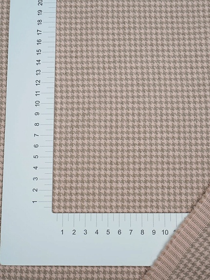 Лен костюмный с эф.мятости "Гусиная лапка" цв.бежевый/лососевый, ш.1.45м, лен-100%, 350гр/м.кв