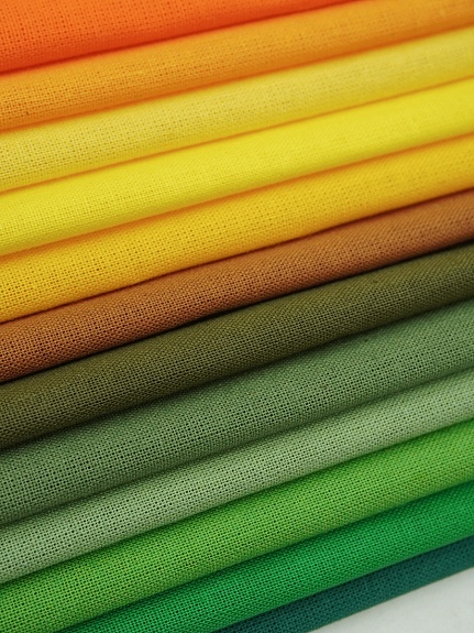 Набор тканей для рукоделия "Бязь однотонная: жёлто-зелёная гамма", 45*30 см, 12 шт