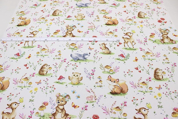 Поплин "Сказочная полянка - малыши", (комп), ш.1.5м, хлопок-100%, 110гр/м.кв