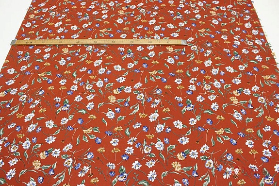 Плательная вискоза "Осенний джаз" цв.терракот, ш.1.47м, вискоза-100%, 135гр/м.кв