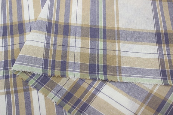 Вареный (стираный) хлопок "Тройная клетка на белом", ш.2.5м, хлопок-100%, 115гр/м.кв