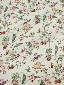 Сатин "Цветущая лоза" цв.кремовый, ш.2.5м, хлопок-100%, 110гр/м.кв