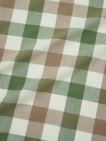 Вареный (стираный) хлопок "Клетка (3.0*3.0см)" цв.зеленый папоротник/нуга, ш.2.5м, хлопок-100%