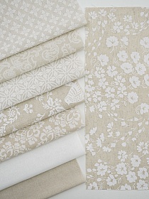 Набор тканей для рукоделия "Полулён: Сказочный белый узор", 45*30 см, 8 шт