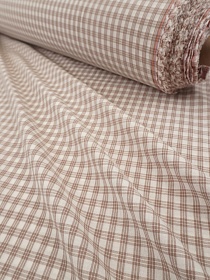 Вареный (стираный) хлопок "Тройная мелкая клетка" цв.нуга, ш.2.5м, хл-100%, 110гр/кв.м