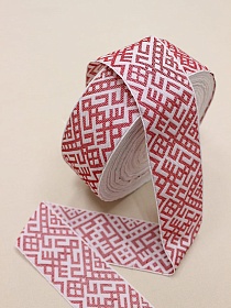 Жак.лента 54мм Темно-красная макошь на белом