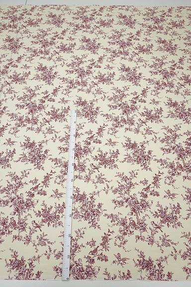 Полулен "Райские птицы" цв.вишневый, СОРТ2, ш.2.2м, лен-30%, хлопок-70%, 140гр/м.кв