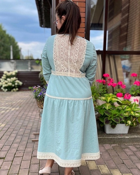 Платье из вареного (стираного) хлопка и кружева*