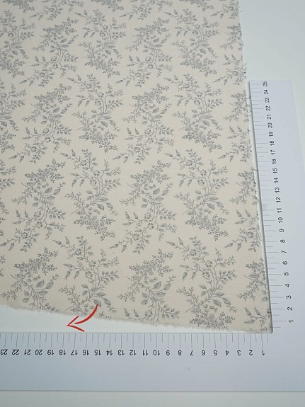 Мерный лоскут (ткань в отрезах) - Теплый хлопок "Осенние травы" цв.кремовый, ш.1.5м, хлопок-100%