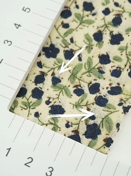 Теплый хлопок "Чернильные лютики на телесно-желтом", СОРТ2, ш.1.5м, хлопок-100%, 170гр/м.кв