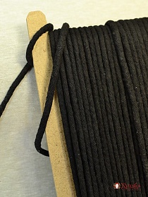 Шнур цв.черный, 8мм, хлопок-100%