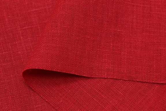 Лен костюмный с эффектом мятости цв.Винтажно-красный, ш.1.45м, лен-100%, 190гр/м.кв