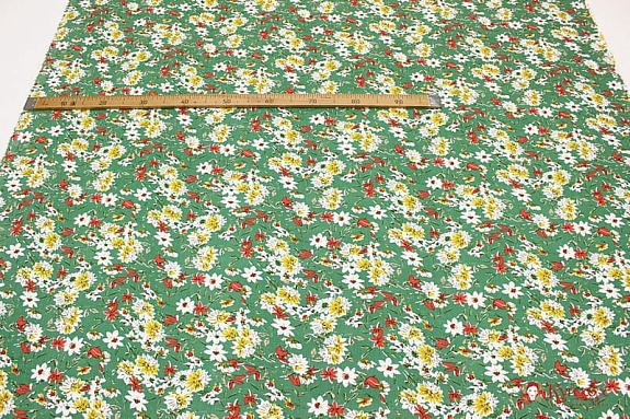 Плательная вискоза "Июльские краски" цв.темно-зеленый, ш.1.46м, вискоза-100%, 145гр/м.кв