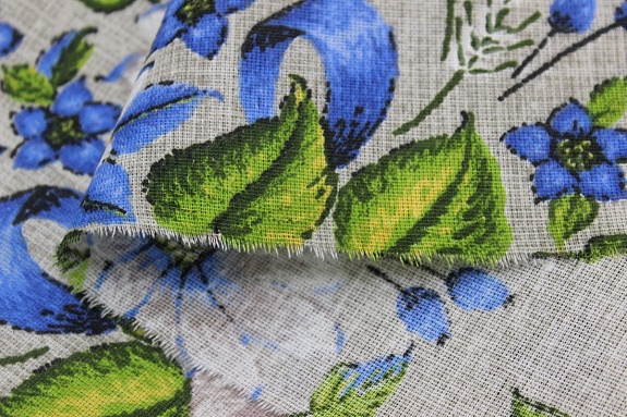 Бязь "Васильковые цветы с ягодами", ш.1.5м, хлопок-100%, 120гр/м.кв