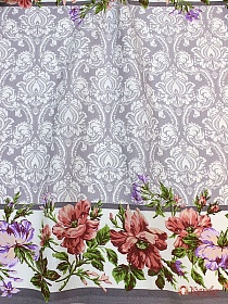 Рогожка "Цветочная кайма" цв.серо-сиреневая дымка, ш.1.5м, хлопок-100%, 160гр/м.кв