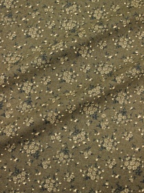 Теплый хлопок "Мелкое соцветие на темно-зеленом хаки", СОРТ2, ш.1.45м, хлопок-100%, 160гр/м.кв