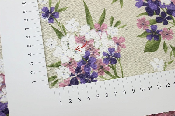 Полулен "Букетное очарование-фиолетовые цветочки" (на суровом), ш.1.5м, лен-30%, хл-70%, 140гр/м.кв