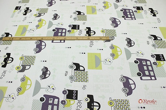 Бязь "Машины в городе", СОРТ2, ш.1.5м, хлопок-100%, 120гр/м.кв