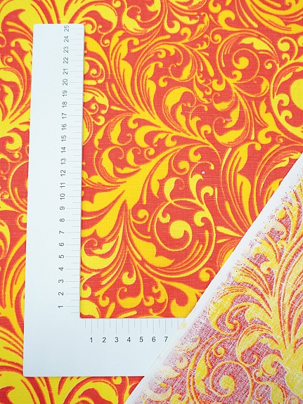 Полулен "Хохлома Перо Жар-птицы", СОРТ2, ш.1.5м, лен-50%, хлопок-50%, 150гр/м.кв