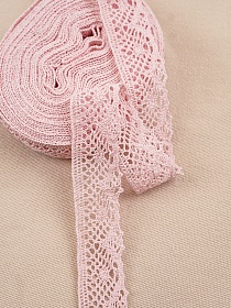 Кружево цв.нежно-розовый, ш.30мм, хлопок-90%, п/э-10%, 10м, рис.111/11