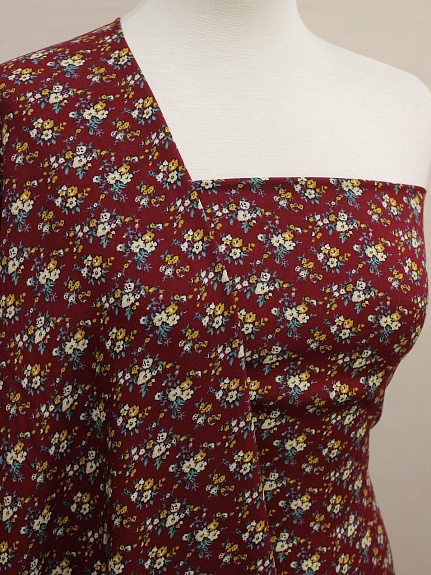 Штапель "Татьянин день" цв.вишневый, ш.1.43м, вискоза-100%, 110гр/м.кв