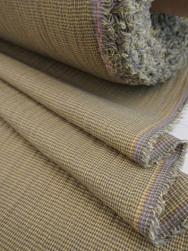 Муслин двухслойный пестротканый "Микроклетка" цв.желтый/серый, ш.2.5м, хлопок-100%, 115гр/м.кв