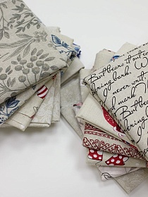 Комплект лоскута 1кг Полулён с рисунком