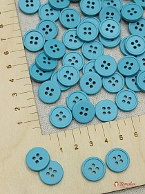 Пуговица пластмасса, цв.тиффани, 15мм, 4 отверстия