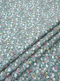 Импорт. хлопок "Цветочный вьюнок на серо-голубом", ш.1.5м, хлопок-100%, 100гр/м.кв