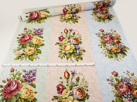 Рогожка "Садовый букет", ш.1.5м, хлопок-100%, 165гр/м.кв, раппорт 64см