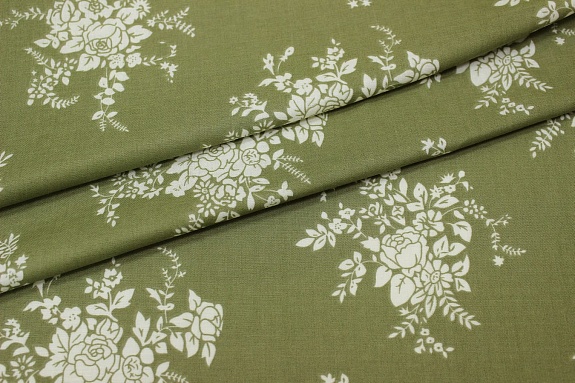 Муслин Премиум двухслойный гладкий "Белые букеты", ш.2.5м, хлопок-100%, 130гр/м.кв