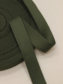 Лента киперная цв.темно-зеленый хаки-2, ш.22мм, хлопок-100%