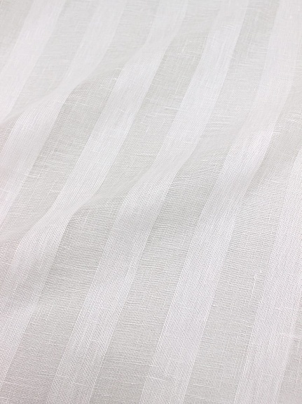 Лен декоративный "Сетка с широкой полоской" цв.белый, ВИД2, ш.2.60м, лен-100%, 95гр/м.кв