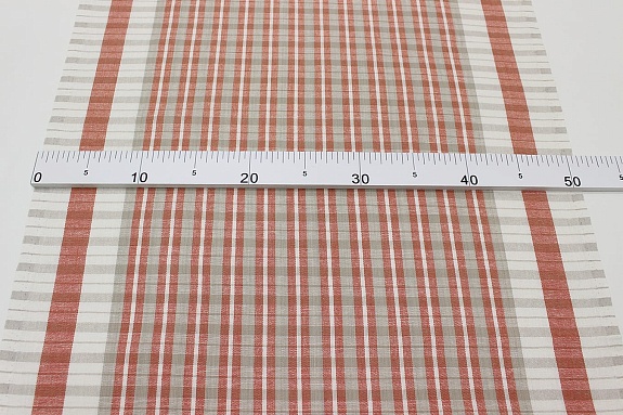 Холст полотенечный "Красно-бежевая клетка с белой полоской", ш.0.5м, лен-30%, хл-70%, 140гр/м.кв