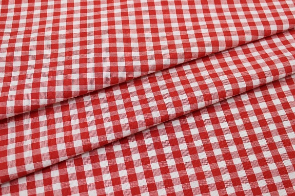 Пестрядь "Красно-белая средняя клетка", ш.1.5м, хлопок-100%, 150гр/м.кв