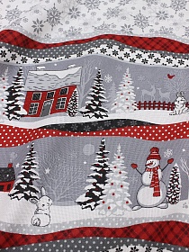 Рогожка "Нарядная сказка" цв.белый/серый, ш.1.52м,  хлопок-100%, 165гр/м.кв