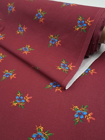Перкаль "Романтика лепестков" цв.бордовый, ГОСТ, ш.1.5м, хлопок-100%, 120гр/м.кв