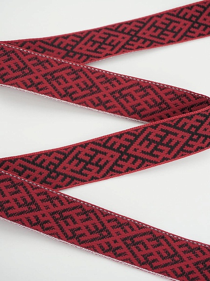 Жак.лента 24мм Черный орнамент на темно-красном