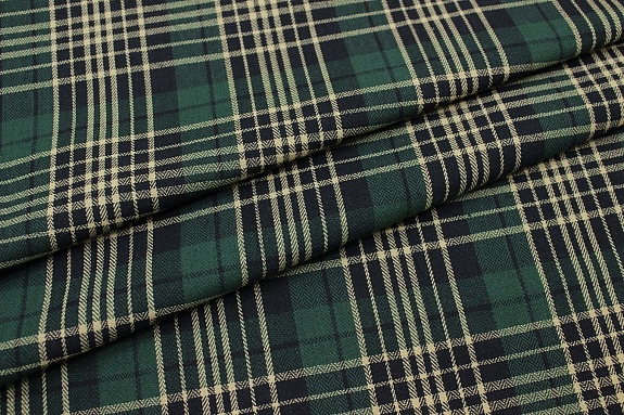 Фуле "Клетка" цв.т.кедр/бежевый, ш.1.45м, хлопок-100%, 180гр/м.кв