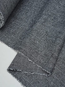 Шерсть костюмная Твид "Елочка" цв.черный, ш.1.5м, шерсть-50%, п/э-50%, 280гр/м.кв