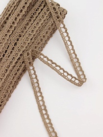 Кружево цв.песочно-коричневый, ш.08мм, хлопок-90%, п/э-10%, 10м, рис.092/9