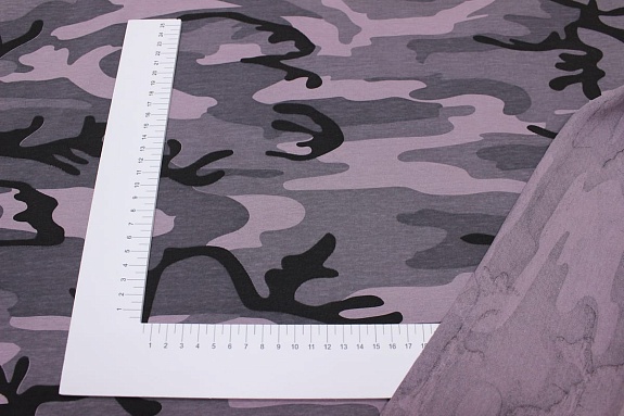 Трикотаж Кулир.гладь "Камуфляж" цв.серо-лиловый, ш.1.96м(0.98м*2,чулок), Карде, хлопок-100%, 145гр/м.кв