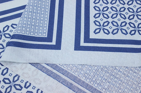 Ситец Крой носовых платков "Дамиан" цв.синий, СОРТ2, ш.1.35м, хлопок-100%, раппорт 63.5см